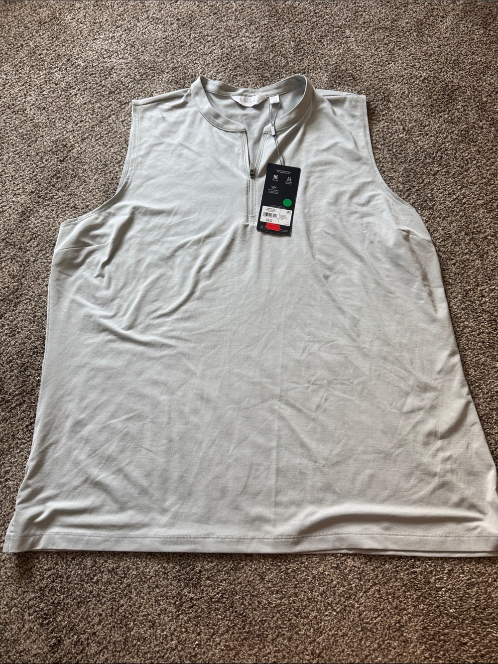Walter Hagen Men's Sleeveless Zip Mock Neck Tank - Light Gray